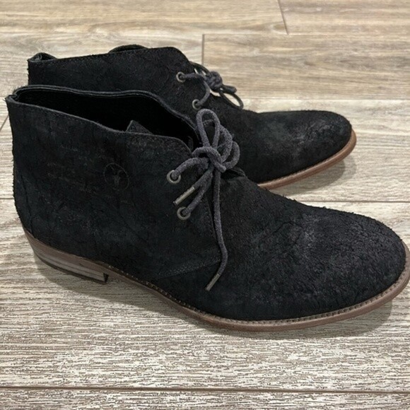 NIB AllSaints Ridge Waxed Suede Desert Chukka Boots Black US 9